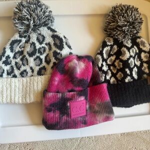 CC Boutique Pink and Black Tie-Dye Beanie